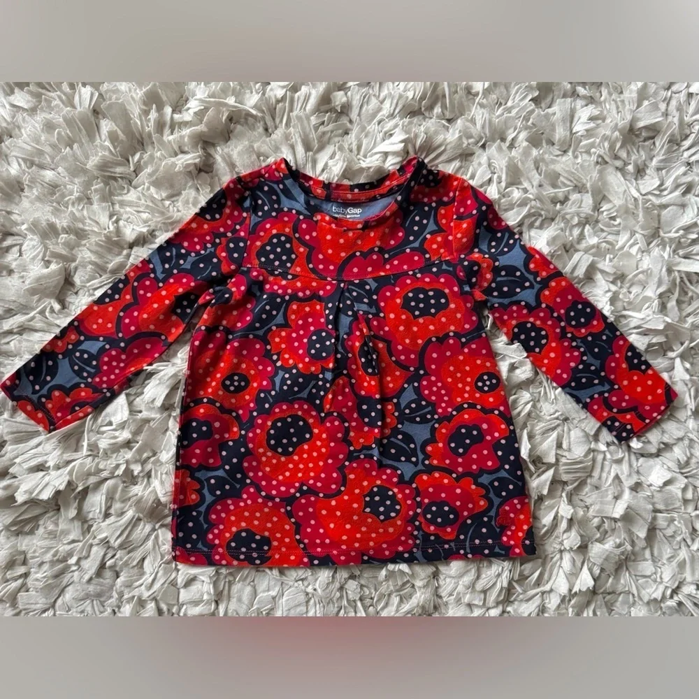 Baby Gap girls floral polka dot mini dress size 2 toddler